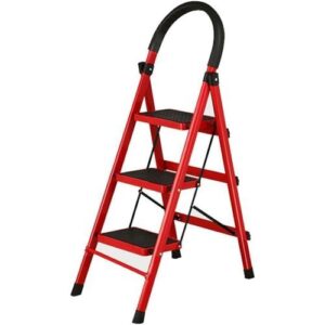 A' Type Steel Ladder 3 Steps Red