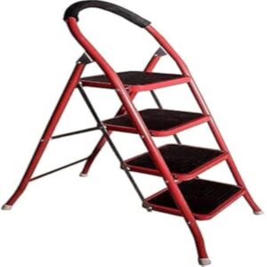 A' Type Steel Ladder 4 Steps Red