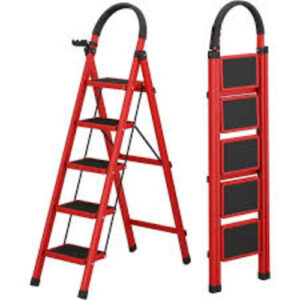 A' Type Steel Ladder 5 Steps Red