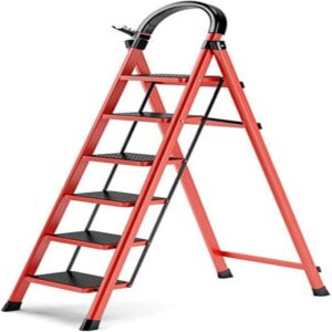A' Type Steel Ladder 6 Steps Red