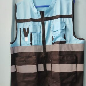 BLUE MULTI COLORED SAFETY VEST.